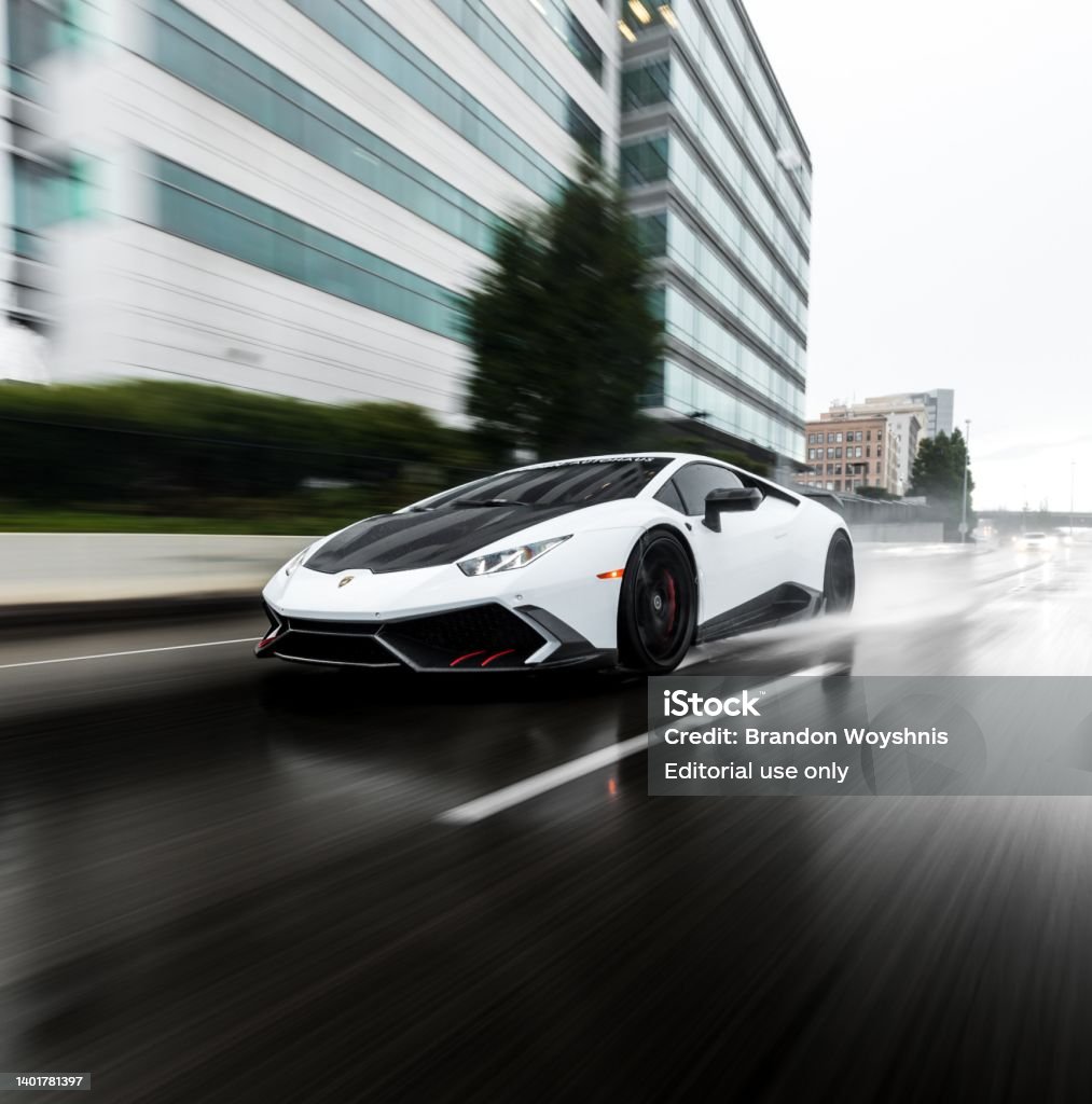 Lamborghini Huracan Driving Stock Photo - Download Image Now