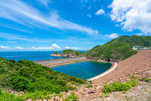 Aerial view of the High Island Reservoir, Sai Kung, Hong Kong