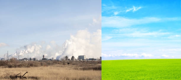 istock Ecology, nature, pollution, and clean energy concept. Environmental pollution 1401781580