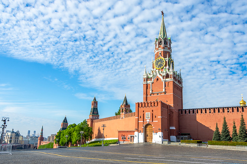 Low Angle Kremlin View From Moskva River