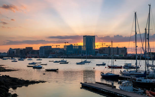 istock Sunset Over Dublin Docklands on the River Liffey, Ireland 1401785451