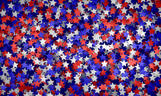 Shiny stars in the color of the American flag. 4th Of July Concept