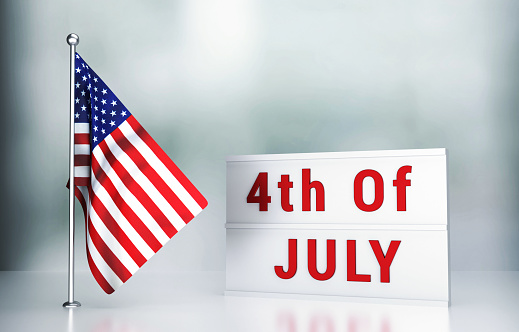 USA Flag And Lightbox with 4th Of July Message. Independence Day concept.