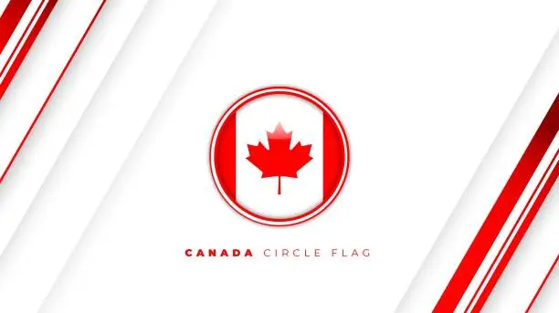 Vector illustration of Canada circle flag design with simple geometric background for canada day design