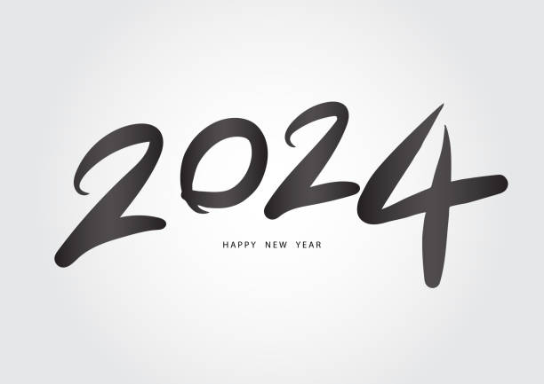 illustrations, cliparts, dessins animés et icônes de 2024 année, bonne année 2024 vecteur, 2024 illustration vectorielle de conception de nombre, modèle de numéro de lettrage noir - voeux 2024