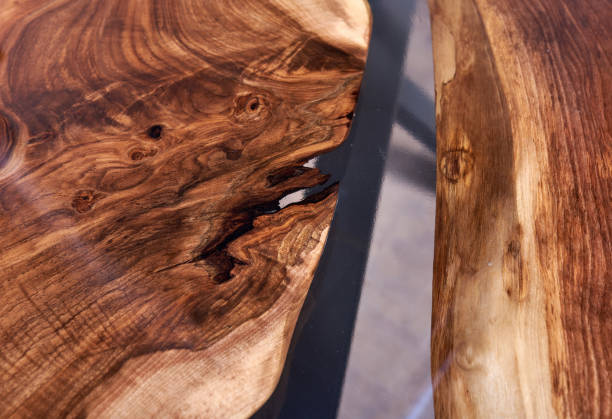 istock Texture of a wooden table with epoxy resin. 1401790022