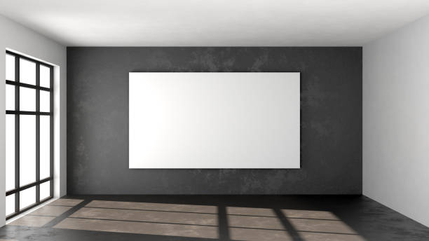 istock Empty loft room with blank poster mock up on concrete wall 1401790291
