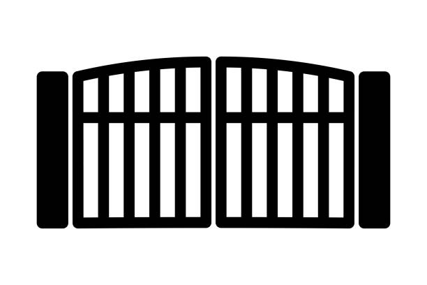 Gate fence isolated vector silhouette. Gate fence isolated vector silhouette. gate stock illustrations