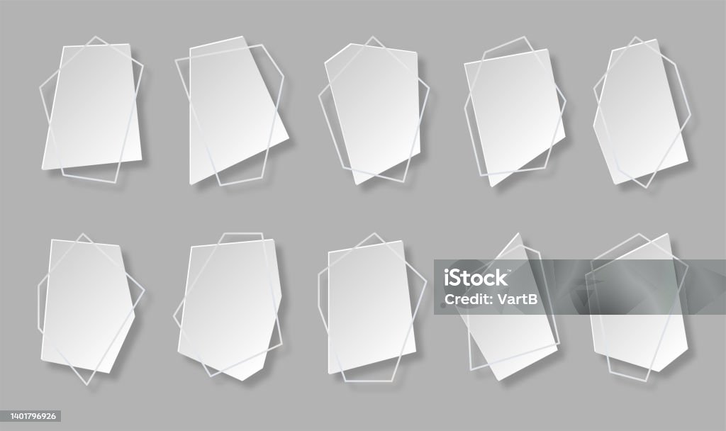 Paper Cut Rectangular Polygonal Frame Papercut Geometric Shape Flat Set Stock Illustration ...
