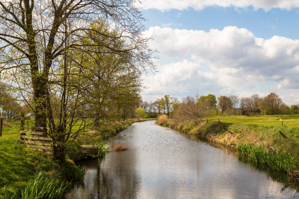 istock Narrow river in the Dutch polder landscape. 1401800114