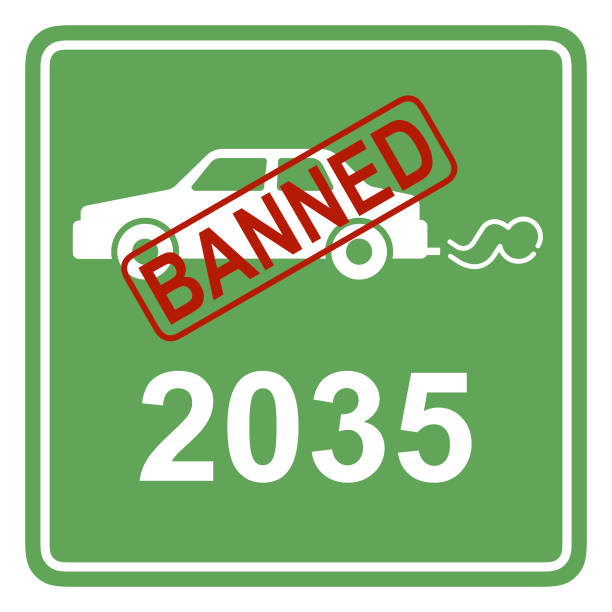 New combustion engine car sales are banned from 2035 vector art illustration