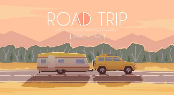 Vector illustration of Road trip. Vector Illustration
