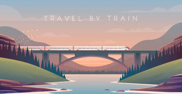 Vector illustration of travel by train