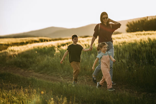 istock Family taking a walk in nature 1401817248