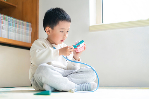 Baby brushing teeth