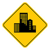 istock Office Buildings Road Sign 1401818413