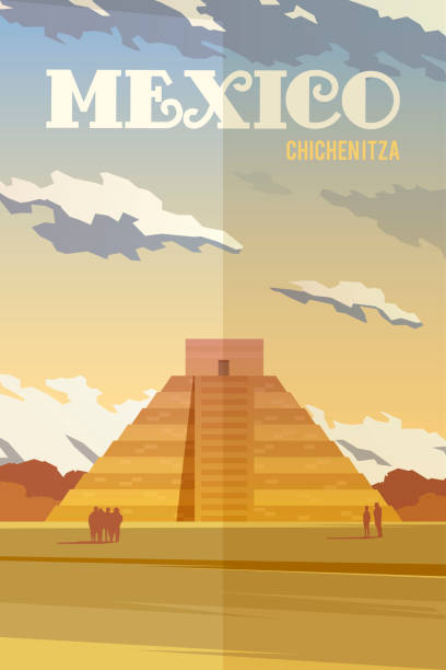 wektorowy plakat retro - ancient civilization obrazy stock illustrations