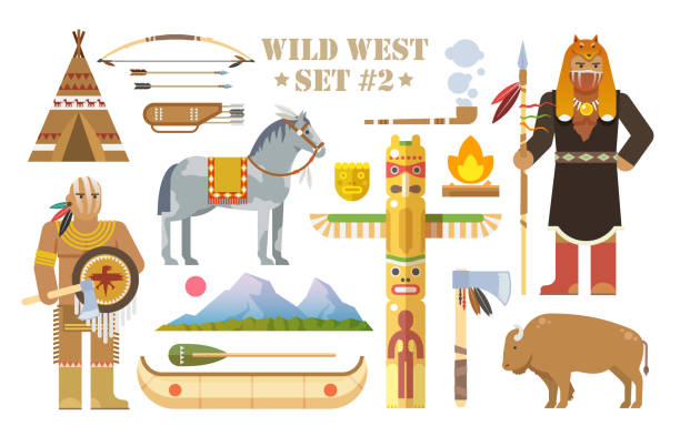 illustrazioni stock, clip art, cartoni animati e icone di tendenza di stampare - wigwam tent north american tribal culture indigenous culture