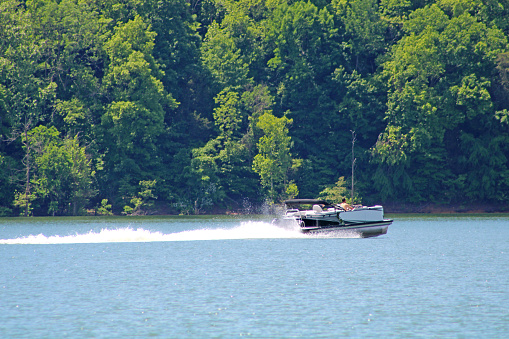 Pontoon boat on Lake Cumberland Kentucky, USA