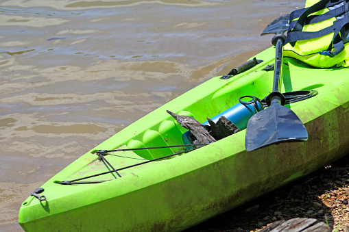 Kayak on the beach at Lake Cumberland Kentucky, USA