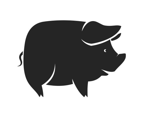 силуэт свиньи - вырезанная векторная иконка - pig piglet butcher ranch stock illustrations