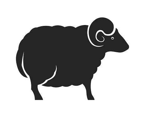 Stylized goat, ram or sheep character mascot silhouette
