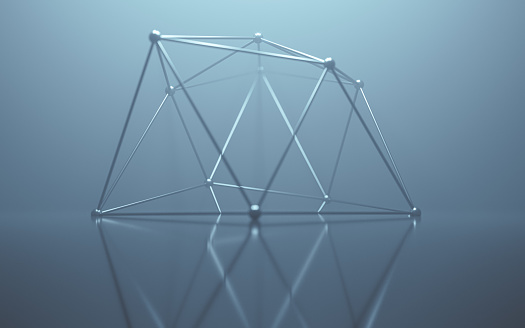 Geometry structure with fog scene, 3d rendering. Computer digital drawing.