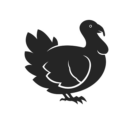 Stylized turkey bird character mascot silhouette