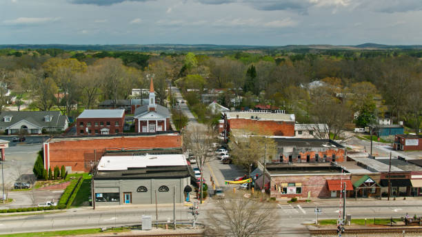 istock Railroad Crossing on Main St in Small Georgia Town 1401836259