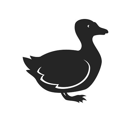 Stylized duck bird character mascot silhouette