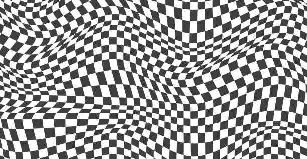 Checkered background with distorted squares vector art illustration