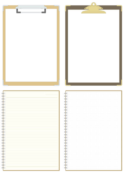 ilustrações, clipart, desenhos animados e ícones de conjunto de ilustrações de aglutinante e notebook de formato vertical b5 - bulletin board note pad lined paper paper