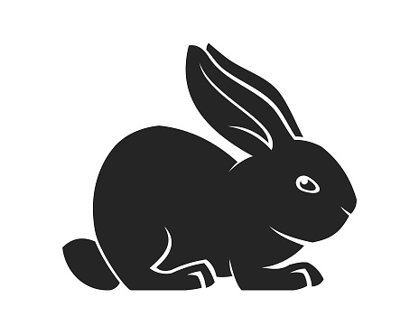 Stylized rabbit or hare character mascot silhouette