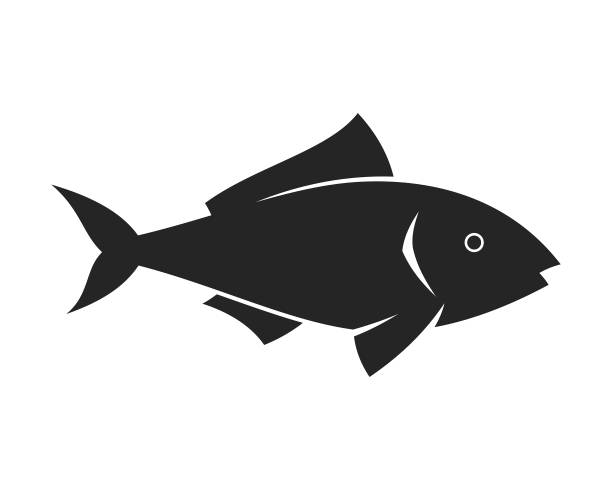 illustrazioni stock, clip art, cartoni animati e icone di tendenza di silhouette di pesce - icona vettoriale ritagliata - market fish mackerel saltwater fish