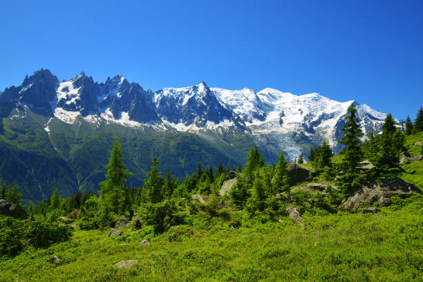 istock Mont Blanc mountain range, Graian Alps, France, Europe. 1401853334