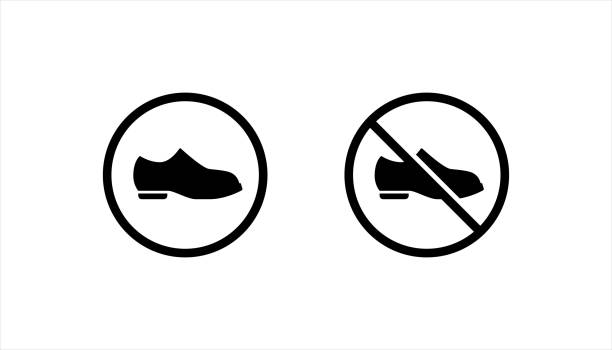 男性の靴のアイコン。靴禁止サイン。シューストップシンボルベクトルイラストレーション - stepping点のイラスト素材／クリップアート素材／マンガ素材／アイコン素材