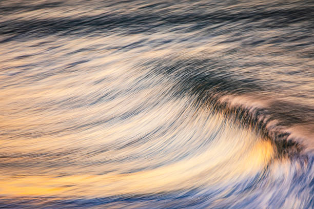 istock Abstract blurred motion ocean wave forming reflecting a bright golden sunrise at the beach 1401856731
