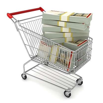 Danish krone money shopping cart