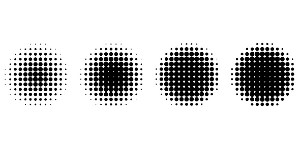 Retro pixel circle. black art halftone. Geometric texture. Vector illustration. Stock image. EPS 10.