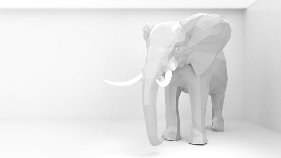 white elephant in the room,concept of a major issue,3D rendering