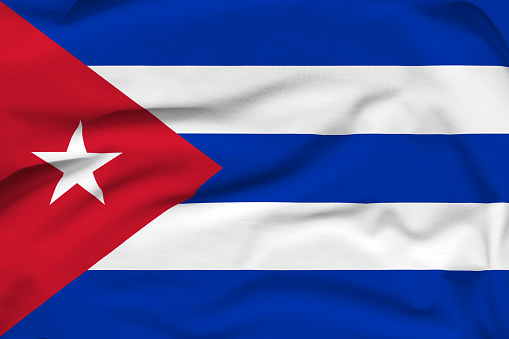 Cuba national flag, folds and hard shadows on the canvas.