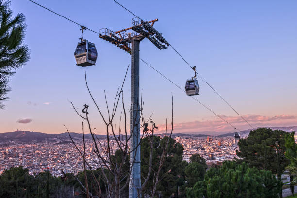 istock Barcelona panoramic view, Spain. Cable car, Teleferic de Montjuic 1401871785