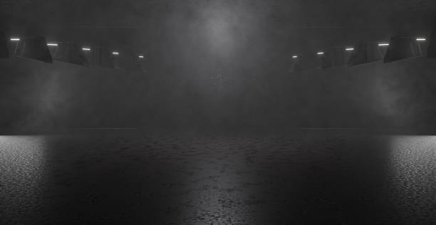 istock SciFi Neon Glow Futuristic Dark Smoke Gray Technology Hall Or Corridor Abstract Background Wallpaper 3D Rendering 1401874184
