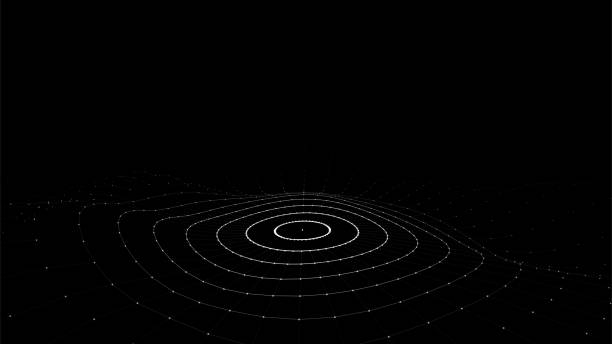 istock Abstract black background of circular flow of particles. Digital cyberspace. Network connections structure. Vector illustration. 1401880029