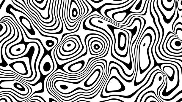 istock Abstract optical illusion wave. A stream of black and white stripes forming a wavy distortion effect. Vector Illustration. 1401880083