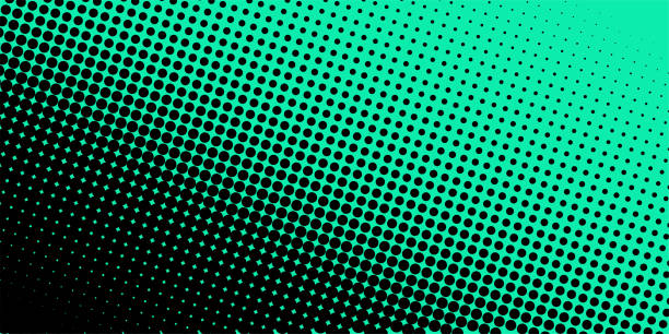 ilustrações, clipart, desenhos animados e ícones de gradiente de pontos pretos de halftone em um fundo verde. textura de arte pop. fundo cômico. ilustração vetorial. - connect the dots polka dot spotted backgrounds