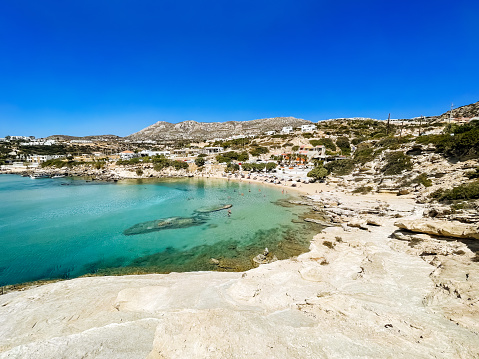 Idyllic Little Amoopi beach on Karpathos, Greece.