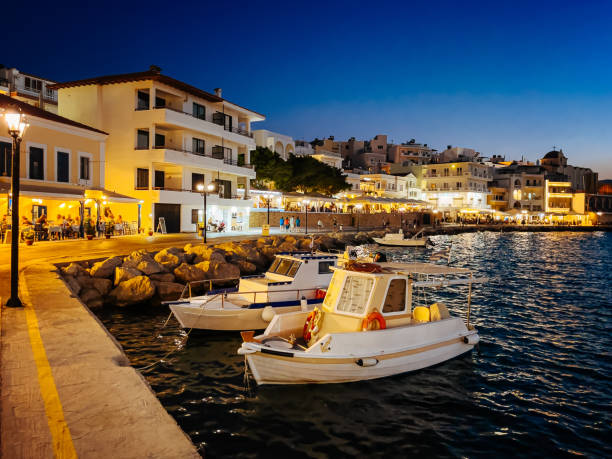 istock Pigadia town, Karpathos, Greece, by night 1401880303