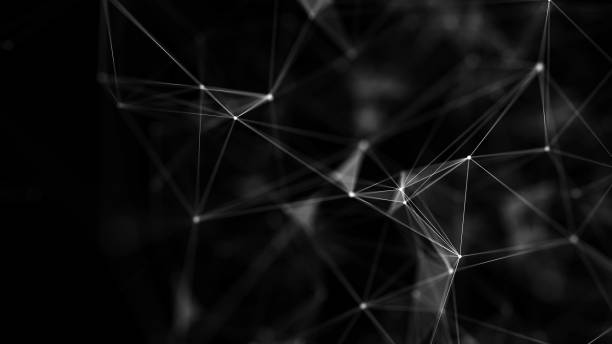 istock Abstract geometric background with connecting points and lines. Abstract black digital background. Network concept structure. Big data complex with compounds. 3D rendering. 1401881446