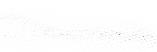 istock Technology dynamic hexagon wave on white background. Futuristic honeycomb concept. Digital technology webflow. Big data visualization. 3D rendering. 1401881456